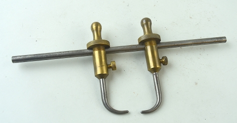 Large brass trammel set with curved tips