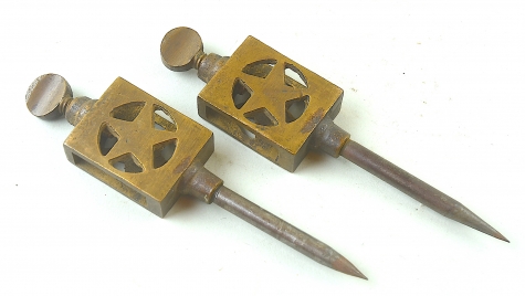 Large brass trammel points with star cutout